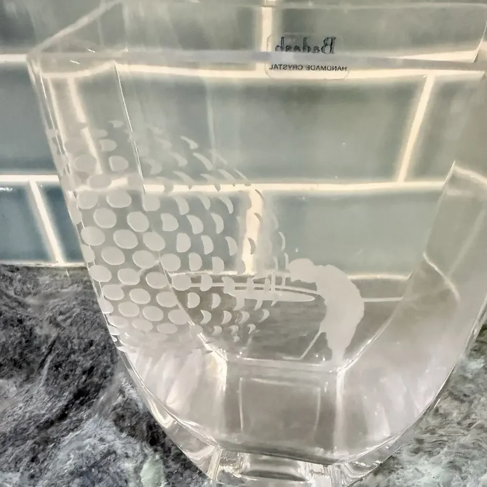 Badash Crystal Golf Vase 8” Tall Etched EUC